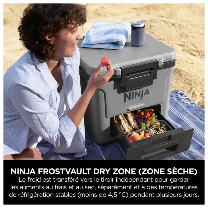 Glaciere roulante NINJA - FrostVault FB230EUGY - avec zone seche - Rigide - 28L - Grise Glaciere roulante NINJA - FrostVault FB230EUGY - avec zone seche - Rigide - 28L - Grise