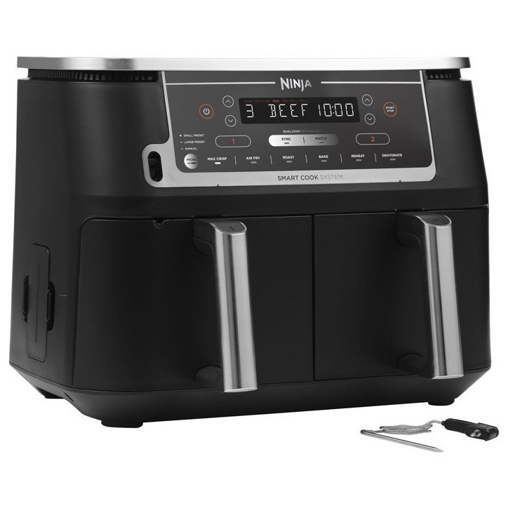 Friteuse sans huile - NINJA - Air Fryer AF451EU - Capacité 9,5 L - Double cuve - 6 programmes de cuisson - 2470 W