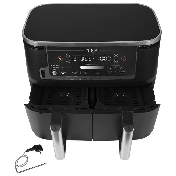 Friteuse sans huile - NINJA - Air Fryer AF451EU - Capacité 9,5 L - Double cuve - 6 programmes de cuisson - 2470 W