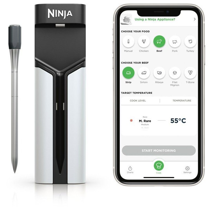 Thermosonde connectée NINJA - WP100EU - ProChef sans fil - Suivi Bluetooth/Wi-Fi - Pour cuisson et grill Thermosonde connectée NINJA - WP100EU - ProChef sans fil - Suivi Bluetooth/Wi-Fi - Pour cuisson et grill