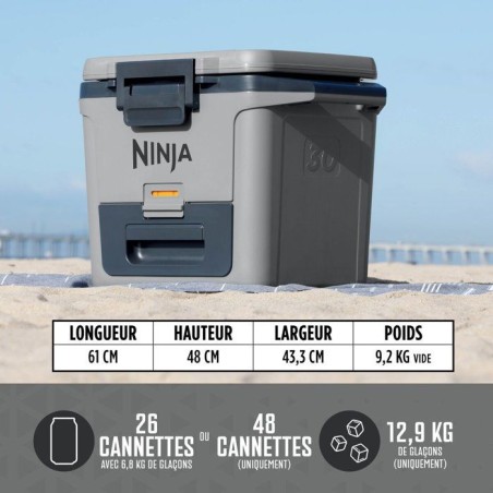 Glaciere roulante FrostVault - NINJA - Rigide - 28L - Grise