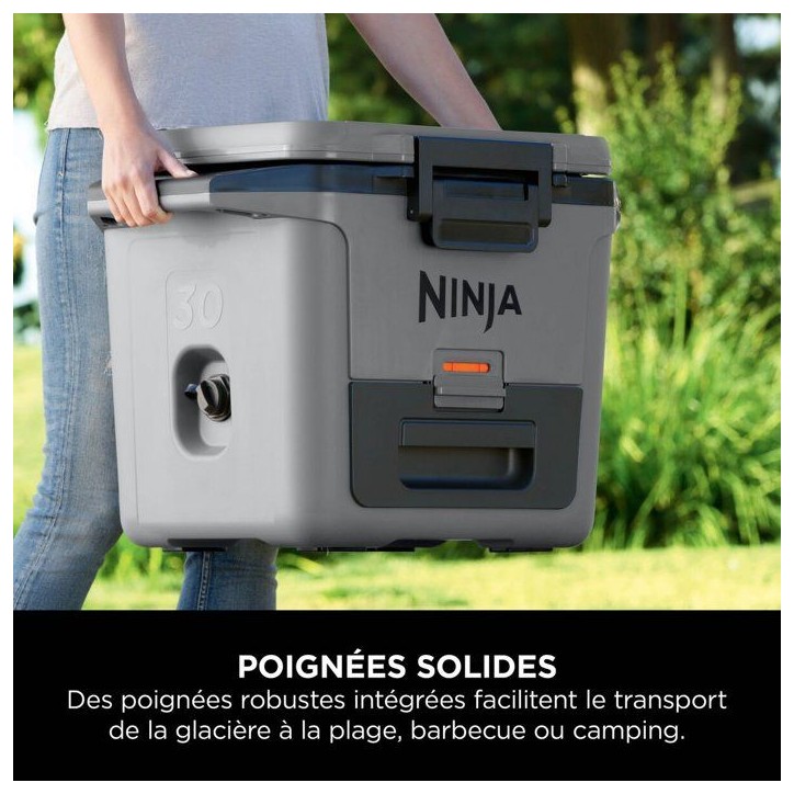 Glaciere roulante FrostVault - NINJA - Rigide - 28L - Grise