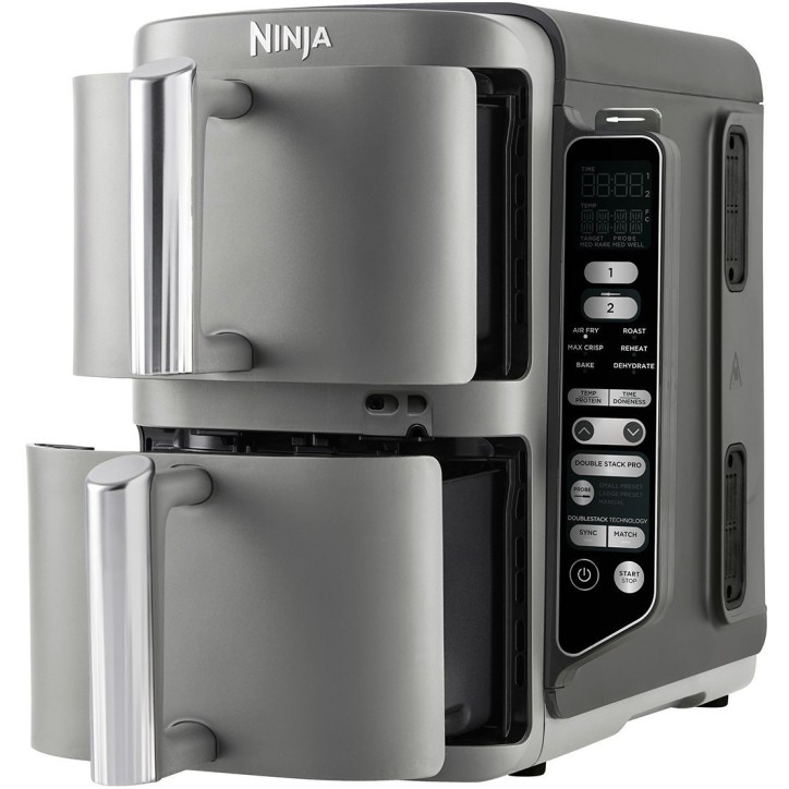Friteuse sans huile NINJA - Double Stack XL SL451EU - Capacité 9,5L - 6 programmes de cuisson - Thermosonde - 2470W Friteuse sans huile NINJA - Double Stack XL SL451EU - Capacité 9,5L - 6 programmes de cuisson - Thermosonde - 2470W