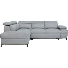 Canapé d'angle convertible - 5 places - NINA - Tissu Gris - Coffre -