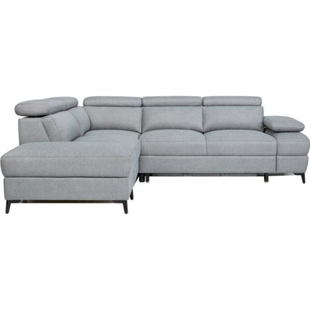 Canapé d'angle convertible - 5 places - NINA - Tissu Gris - Coffre -