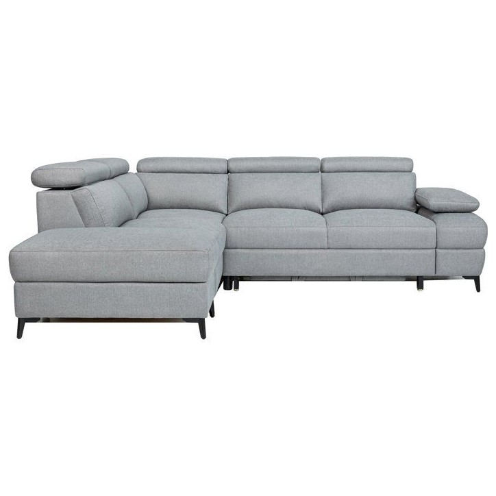 Canapé d'angle convertible - 5 places - NINA - Tissu Gris - Coffre - 255 x 208 x 73 cm Canapé d'angle convertible - 5 places - NINA - Tissu Gris - Coffre - 255 x 208 x 73 cm