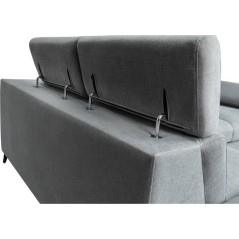 Canapé d'angle convertible - 5 places - NINA - Tissu Gris - Coffre -