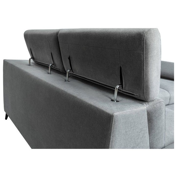 Canapé d'angle convertible - 5 places - NINA - Tissu Gris - Coffre - 255 x 208 x 73 cm Canapé d'angle convertible - 5 places - NINA - Tissu Gris - Coffre - 255 x 208 x 73 cm