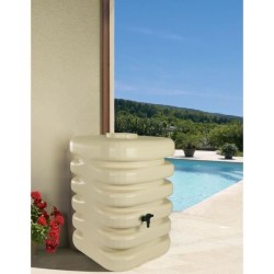 Récupérateur d'eau - BELLI - Cubique - 350 litres - Beige - Polyéth