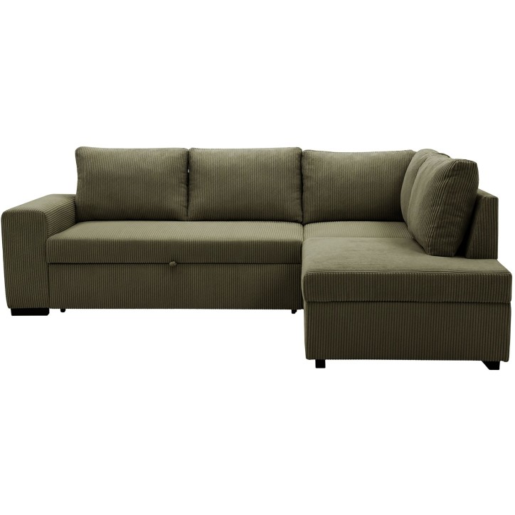 Canapé d'angle convertible réversible - 4/5 places - NIRVANA - Tissu velours cotelé Kaki - Coffre de rangement - 247 x 87 x 1 Canapé d'angle convertible réversible - 4/5 places - NIRVANA - Tissu velours cotelé Kaki - Coffre de rangement - 247 x 87 x 1