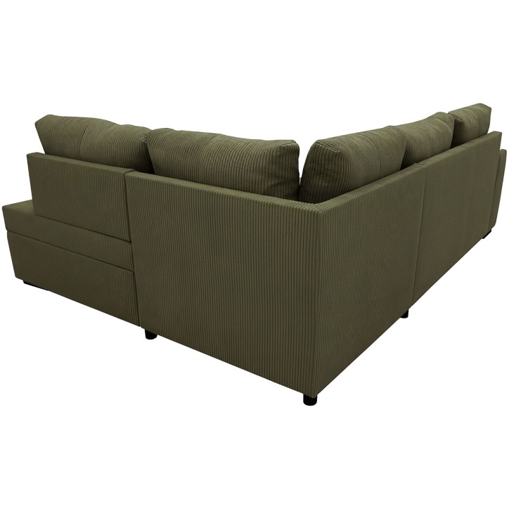 Canapé d'angle convertible réversible - 4/5 places - NIRVANA - Tissu velours cotelé Kaki - Coffre de rangement - 247 x 87 x 1 Canapé d'angle convertible réversible - 4/5 places - NIRVANA - Tissu velours cotelé Kaki - Coffre de rangement - 247 x 87 x 1