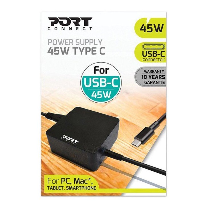 PORT Connect Alimentation secteur PC Mac tablette & smartphone TYPE USB-C 45W PORT Connect Alimentation secteur PC Mac tablette & smartphone TYPE USB-C 45W
