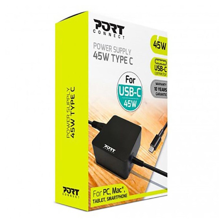 PORT Connect Alimentation secteur PC Mac tablette & smartphone TYPE USB-C 45W PORT Connect Alimentation secteur PC Mac tablette & smartphone TYPE USB-C 45W