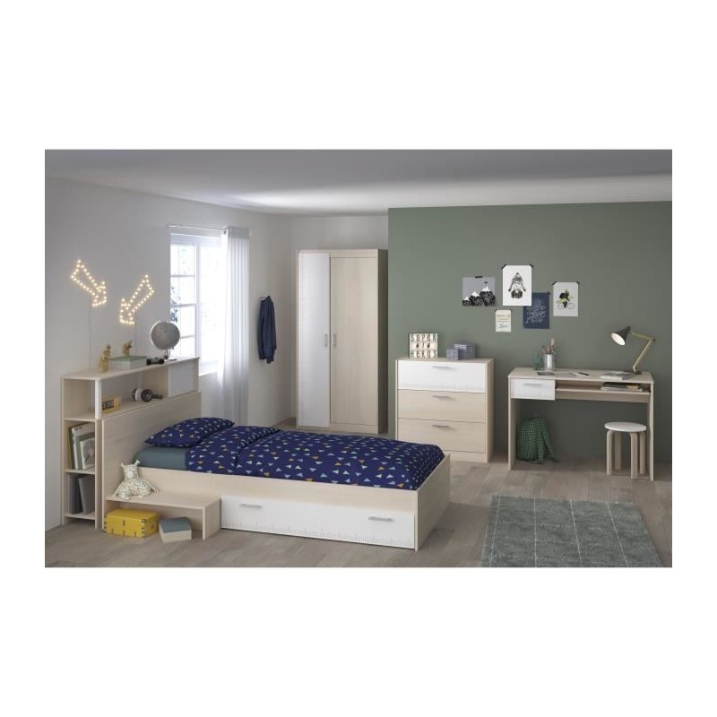 PARISOT Chambre enfant complete - Tete de lit + lit + commode + armoir