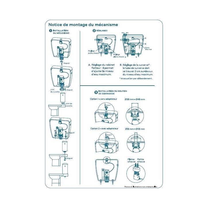 Kit de chasse d'eau - NOVOBAIN - Avec mécanisme et robinet - Débit 3/6L - Hauteur réglable (250 a 510 mm) - Accessoires inclu Kit de chasse d'eau - NOVOBAIN - Avec mécanisme et robinet - Débit 3/6L - Hauteur réglable (250 a 510 mm) - Accessoires inclu