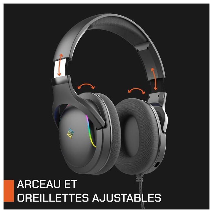 Casque gamer filaire - NOVA GAMING - Borealis - Micro amovible - LED RBG - Noir Casque gamer filaire - NOVA GAMING - Borealis - Micro amovible - LED RBG - Noir