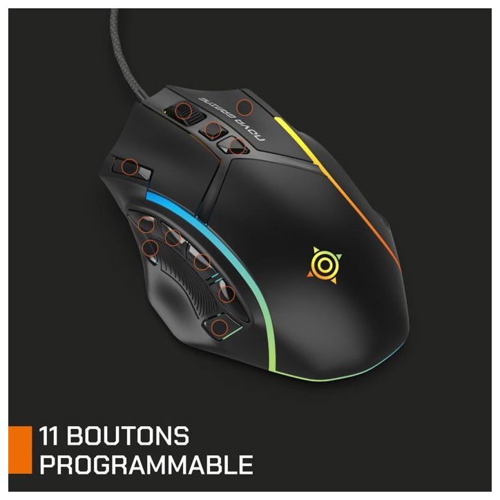Souris gamer - Filaire - Nova Gaming - Virgo - LED RGB - Noir Souris gamer - Filaire - Nova Gaming - Virgo - LED RGB - Noir