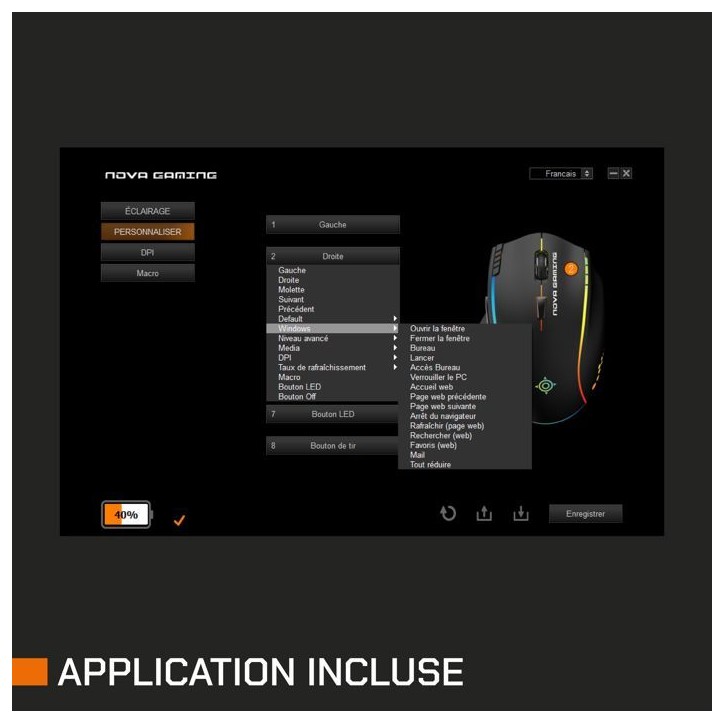 Souris gaming - Sans fil - Nova Gaming - Persee - Noir Souris gaming - Sans fil - Nova Gaming - Persee - Noir