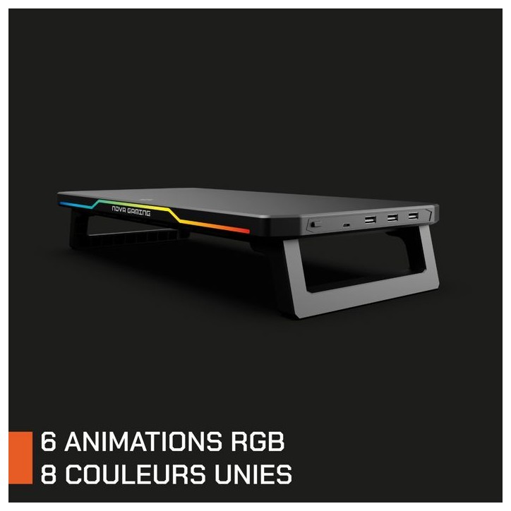 Réhausseur d'écran - NOVA GAMING - Celestium - Hub intégré - LED RGB - Noir Réhausseur d'écran - NOVA GAMING - Celestium - Hub intégré - LED RGB - Noir