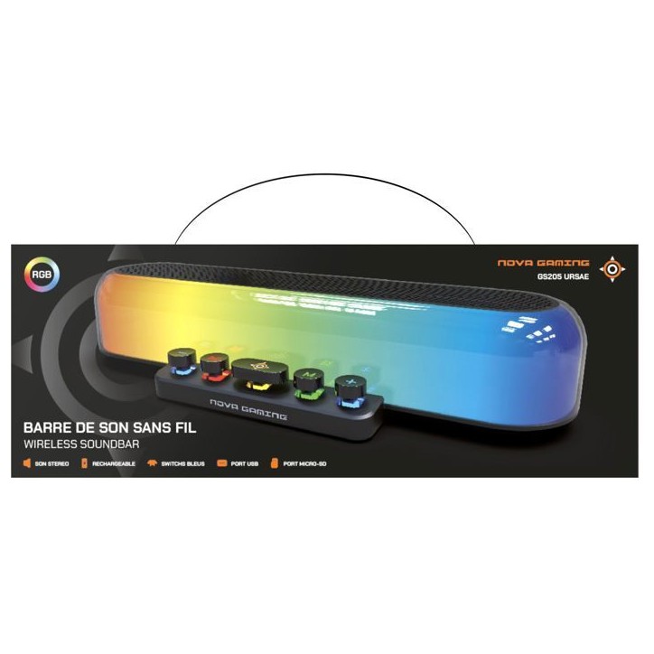 Barre de son gaming - NOVA GAMING - Ursae - LED RGB - Noir Barre de son gaming - NOVA GAMING - Ursae - LED RGB - Noir