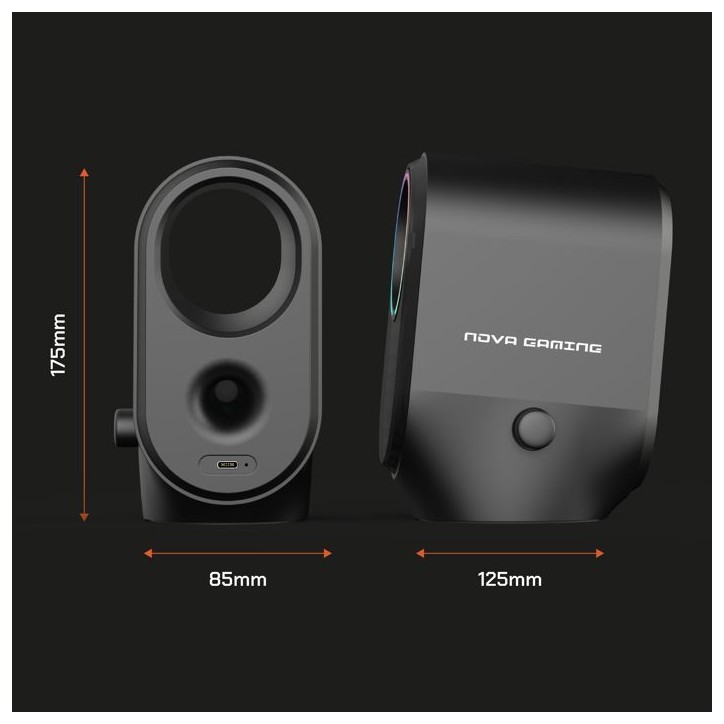 Enceintes bluetooth gaming - NOVA GAMING - Cygnus - LED RGB - Noir Enceintes bluetooth gaming - NOVA GAMING - Cygnus - LED RGB - Noir