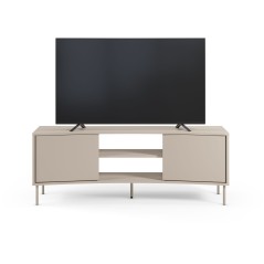 Meuble TV NOVA – Creme – Forme incurvée – 2 portes, 2 niches