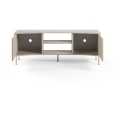 Meuble TV NOVA – Creme – Forme incurvée – 2 portes, 2 niches