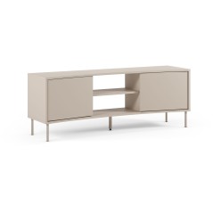 Meuble TV NOVA – Creme – Forme incurvée – 2 portes, 2 niches
