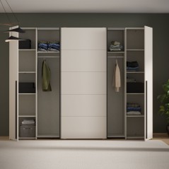 Armoire - Décor Sable- 2 portes battantes + 2 portes coulissantes - L270 x P61 x H210cm - NARAGO