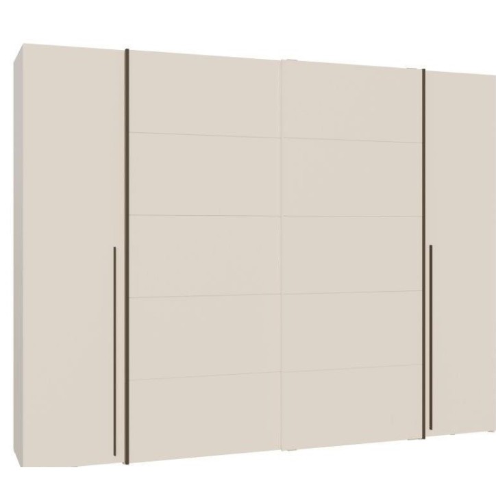 Armoire - Décor Sable- 2 portes battantes + 2 portes coulissantes - L270 x P61 x H210cm - NARAGO Armoire - Décor Sable- 2 portes battantes + 2 portes coulissantes - L270 x P61 x H210cm - NARAGO