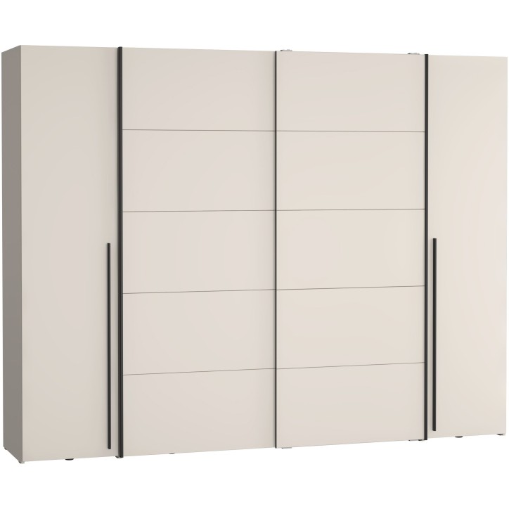 Armoire - Décor Sable- 2 portes battantes + 2 portes coulissantes - L270 x P61 x H210cm - NARAGO Armoire - Décor Sable- 2 portes battantes + 2 portes coulissantes - L270 x P61 x H210cm - NARAGO