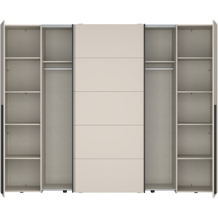 Armoire - Décor Sable- 2 portes battantes + 2 portes coulissantes - L270 x P61 x H210cm - NARAGO Armoire - Décor Sable- 2 portes battantes + 2 portes coulissantes - L270 x P61 x H210cm - NARAGO