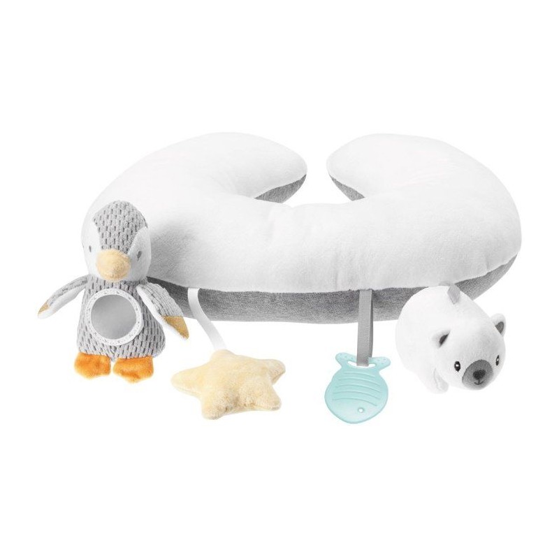 Coussin intéractif moelleux - NUBY - Tummy Time - Gris / Blanc