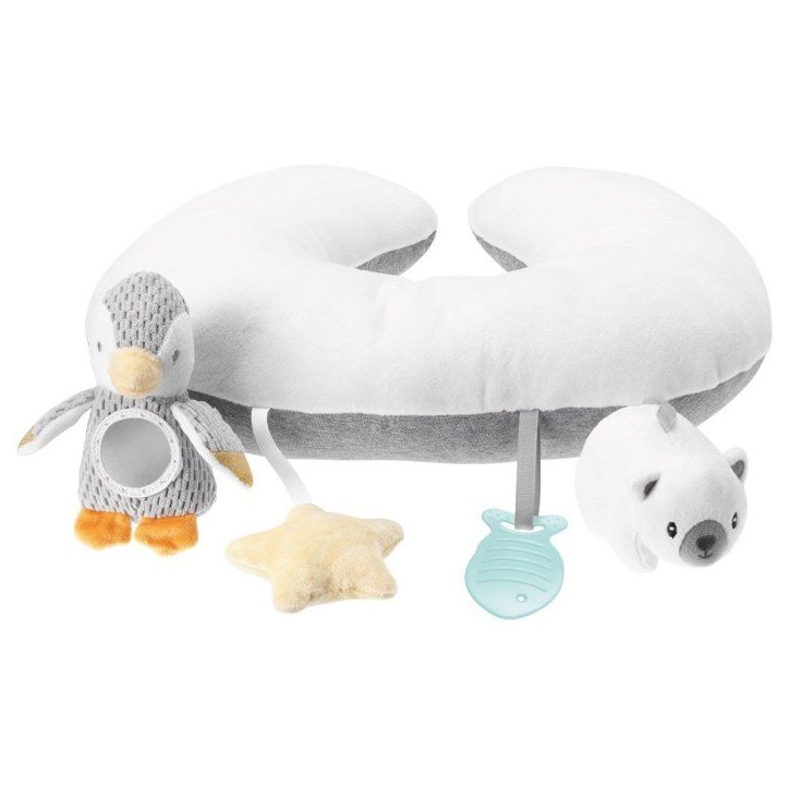 Coussin intéractif moelleux - NUBY - Tummy Time - Gris / Blanc Coussin intéractif moelleux - NUBY - Tummy Time - Gris / Blanc