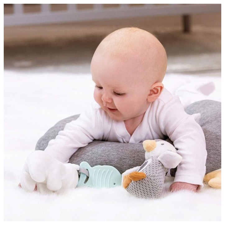 Coussin intéractif moelleux - NUBY - Tummy Time - Gris / Blanc Coussin intéractif moelleux - NUBY - Tummy Time - Gris / Blanc