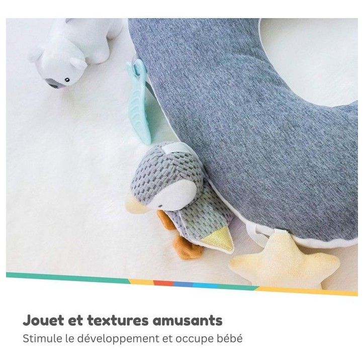 Coussin intéractif moelleux - NUBY - Tummy Time - Gris / Blanc Coussin intéractif moelleux - NUBY - Tummy Time - Gris / Blanc