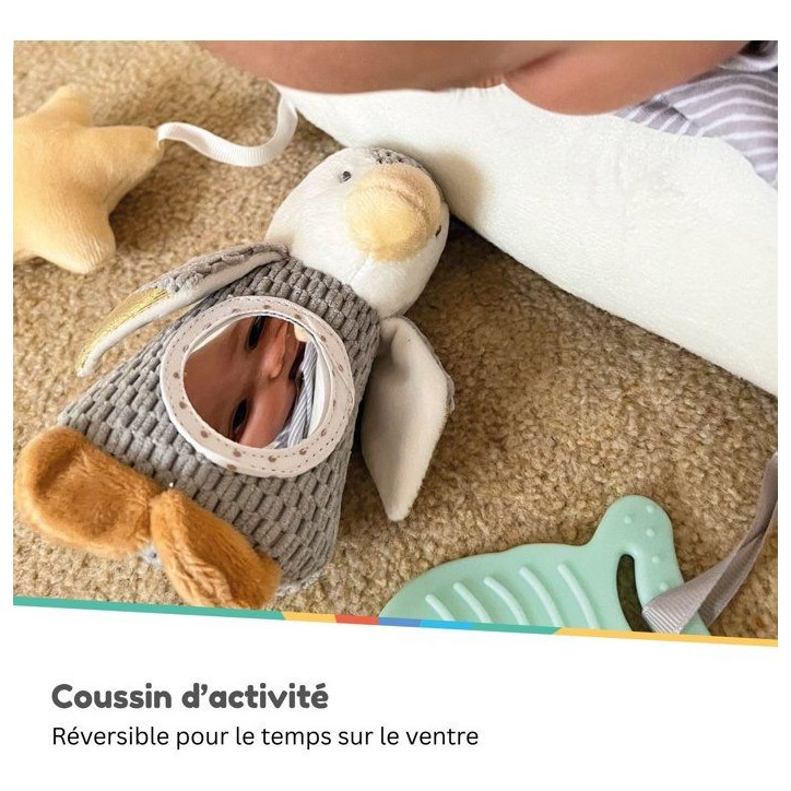 Coussin intéractif moelleux - NUBY - Tummy Time - Gris / Blanc Coussin intéractif moelleux - NUBY - Tummy Time - Gris / Blanc