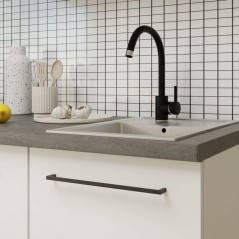NOVACOOL - Bloc cuisine complete - Blanc mat / Gris - 220 x 60 x 204 c
