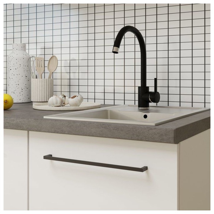 NOVACOOL - Bloc cuisine complete - Blanc mat / Gris - 220 x 60 x 204 cm - Plan de travail inclus NOVACOOL - Bloc cuisine complete - Blanc mat / Gris - 220 x 60 x 204 cm - Plan de travail inclus