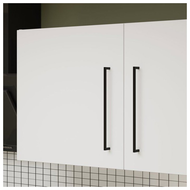 NOVACOOL - Bloc cuisine complete - Blanc mat / Gris - 220 x 60 x 204 cm - Plan de travail inclus NOVACOOL - Bloc cuisine complete - Blanc mat / Gris - 220 x 60 x 204 cm - Plan de travail inclus