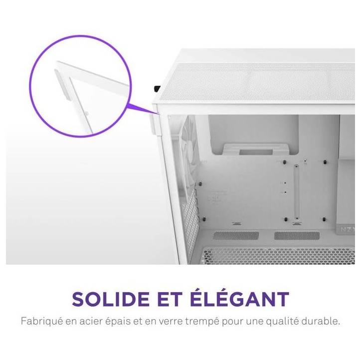 Boitier moyen-tour compact ATX - NZXT - CC-H52FW-01 - H5 Flow - Blanc Boitier moyen-tour compact ATX - NZXT - CC-H52FW-01 - H5 Flow - Blanc
