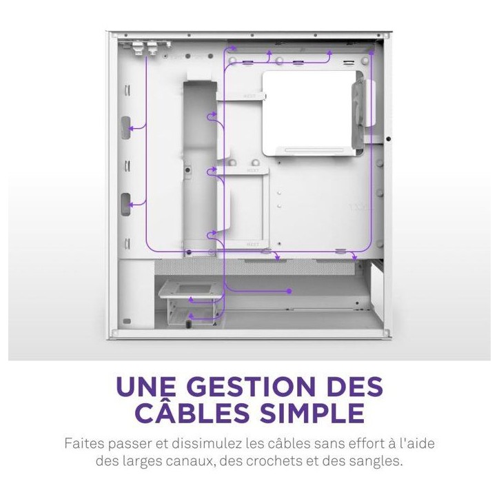 Boitier moyen-tour compact ATX - NZXT - CC-H52FW-01 - H5 Flow - Blanc Boitier moyen-tour compact ATX - NZXT - CC-H52FW-01 - H5 Flow - Blanc