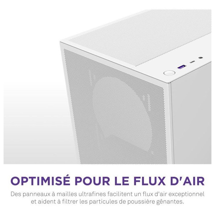 Boitier moyen-tour compact ATX - NZXT - CC-H52FW-01 - H5 Flow - Blanc Boitier moyen-tour compact ATX - NZXT - CC-H52FW-01 - H5 Flow - Blanc