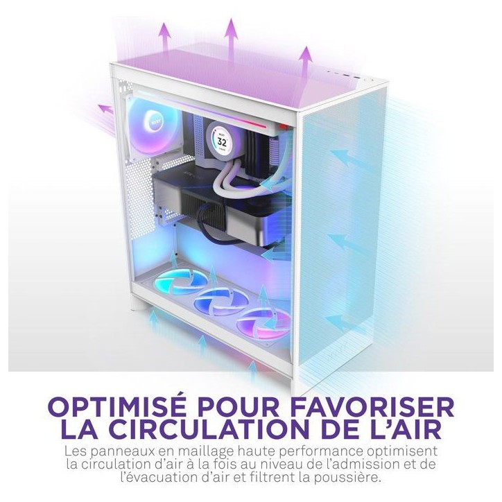 Boitier moyen-tour - NZXT - CM-H72FW-01 - H7 Flow - Blanc Boitier moyen-tour - NZXT - CM-H72FW-01 - H7 Flow - Blanc