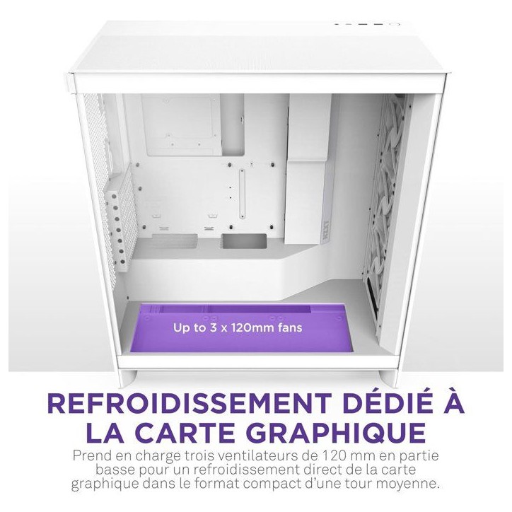 Boitier moyen-tour - NZXT - CM-H72FW-01 - H7 Flow - Blanc Boitier moyen-tour - NZXT - CM-H72FW-01 - H7 Flow - Blanc