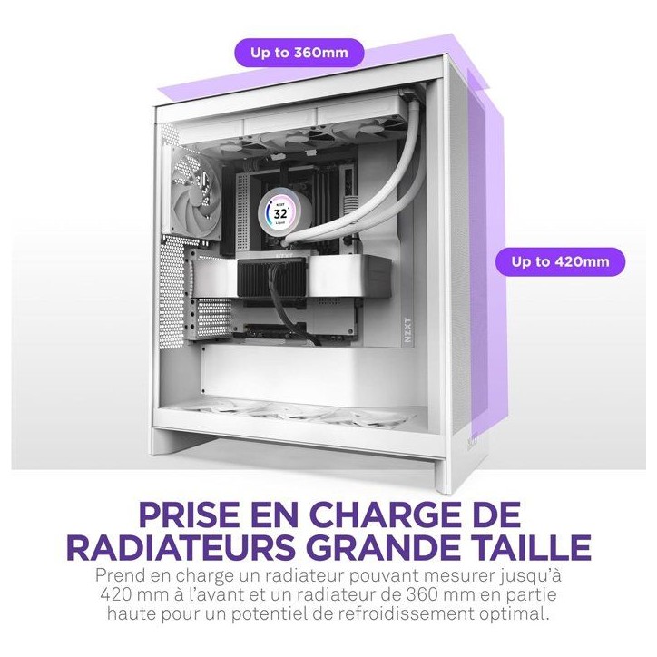 Boitier moyen-tour - NZXT - CM-H72FW-01 - H7 Flow - Blanc Boitier moyen-tour - NZXT - CM-H72FW-01 - H7 Flow - Blanc