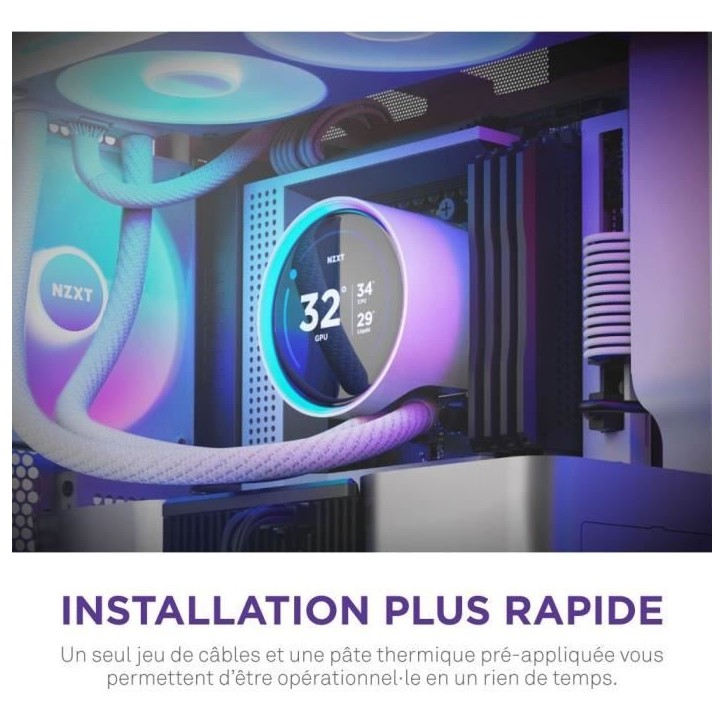 Watercooling - NZXT - RL-KR36E-W2 - Kraken Elite 360 RGB - Écran 2.72, panneau RGB personnalisable et ventilateurs RGB - Blanc Watercooling - NZXT - RL-KR36E-W2 - Kraken Elite 360 RGB - Écran 2.72, panneau RGB personnalisable et ventilateurs RGB - Blanc