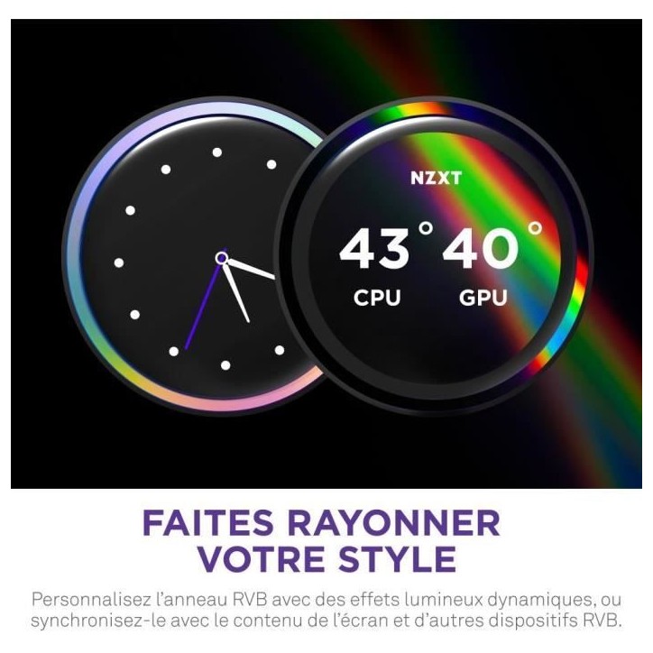 Watercooling - NZXT - RL-KN36E-B2 - Kraken Elite 360 - Écran 2.72 et anneau RGB personnalisable - Noir