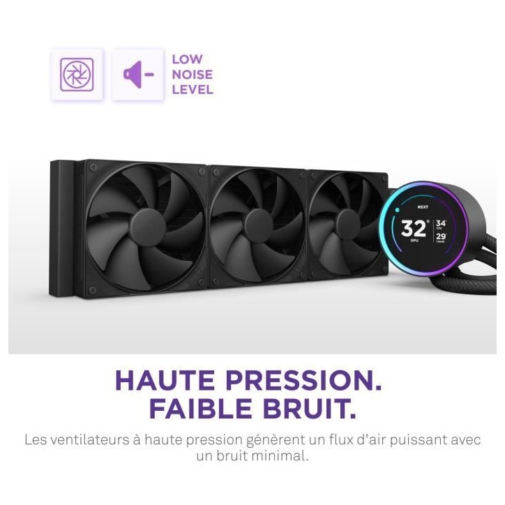 Watercooling - NZXT - RL-KN36E-B2 - Kraken Elite 360 - Écran 2.72 et anneau RGB personnalisable - Noir