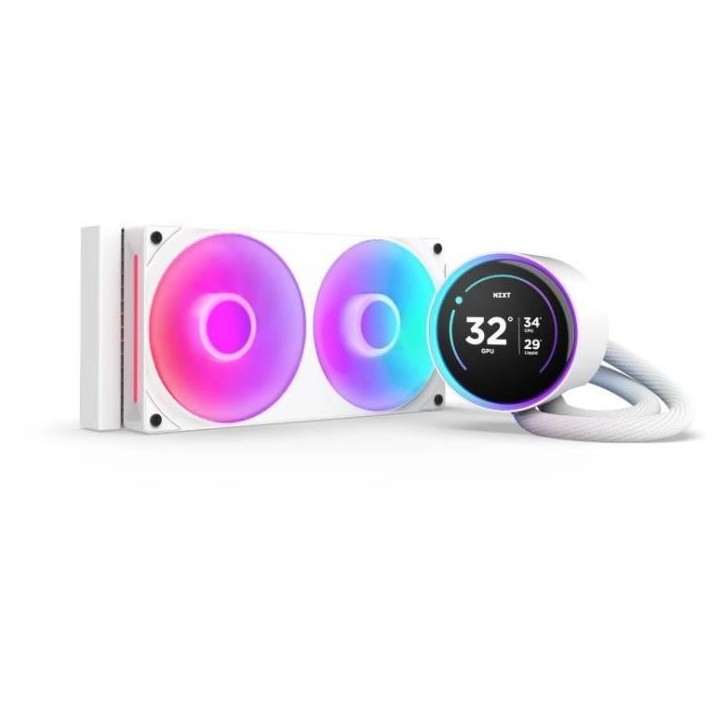 Watercooling - NZXT - RL-KR24E-W2 - Kraken Elite 240 RGB - Écran 2.72, panneau RGB personnalisable et ventilateurs RGB - Blanc Watercooling - NZXT - RL-KR24E-W2 - Kraken Elite 240 RGB - Écran 2.72, panneau RGB personnalisable et ventilateurs RGB - Blanc